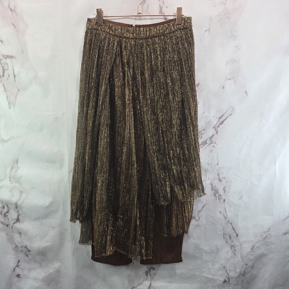 Anthropologie Skirt Womens XS 0 Midi Sparkle Shimmer Metallic Maeve Capri Pants
